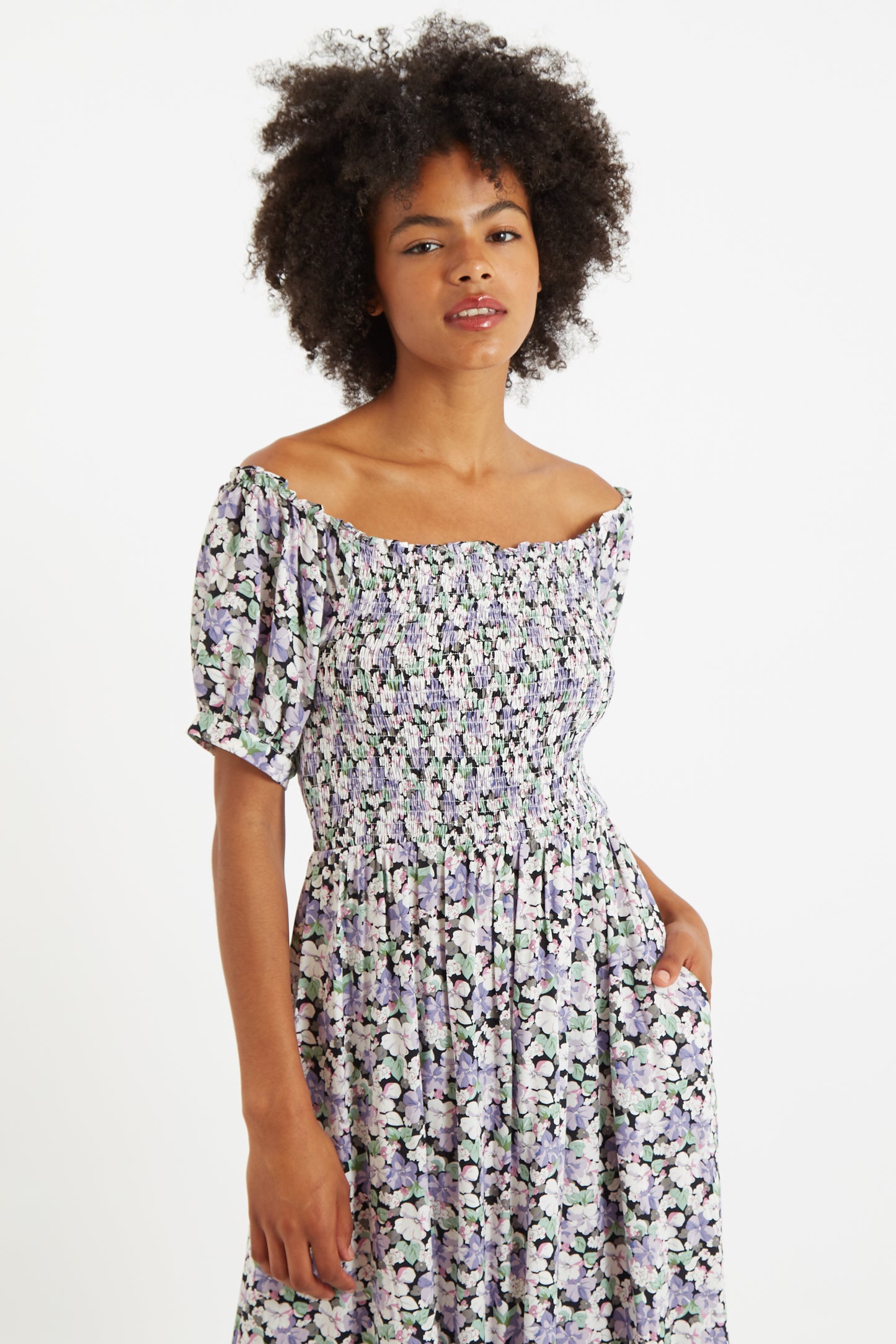 Babette Liseron Shirred Bodice Midi Dress