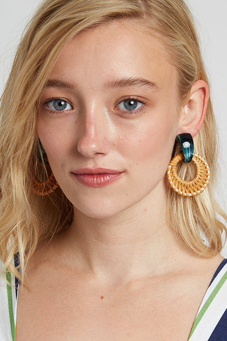 Bethany Raffia Hoop Stud Earring - Styled