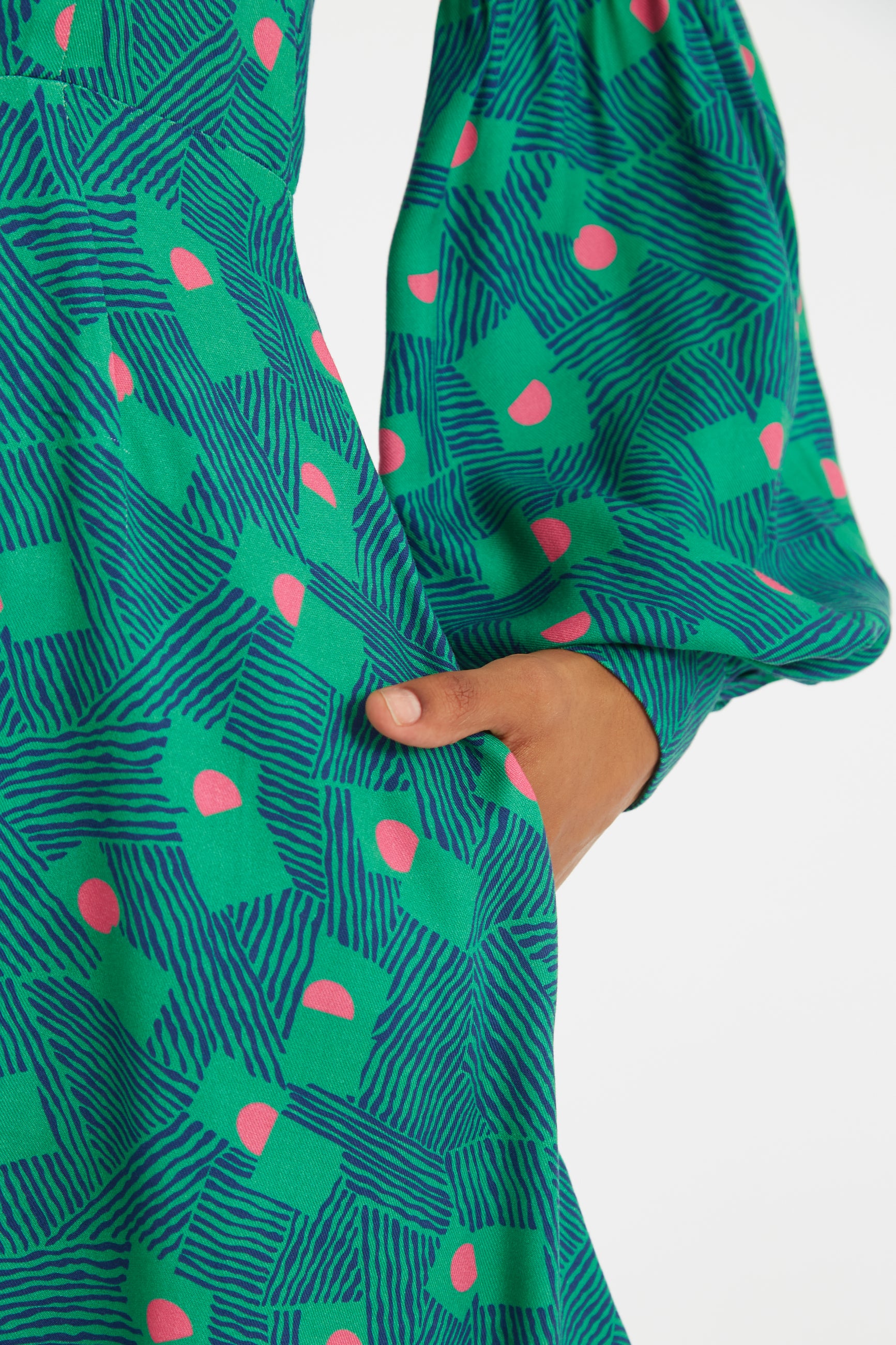 Bindy Bauhaus Abstract Print Square Neck Long Sleeve Dresses - Detail 1