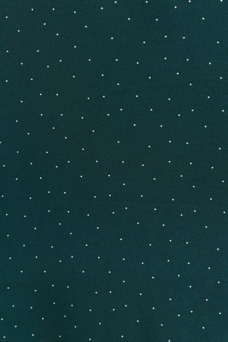 Louche Brigitta Micro Dot Throw On Smock Dress in Green - Styled