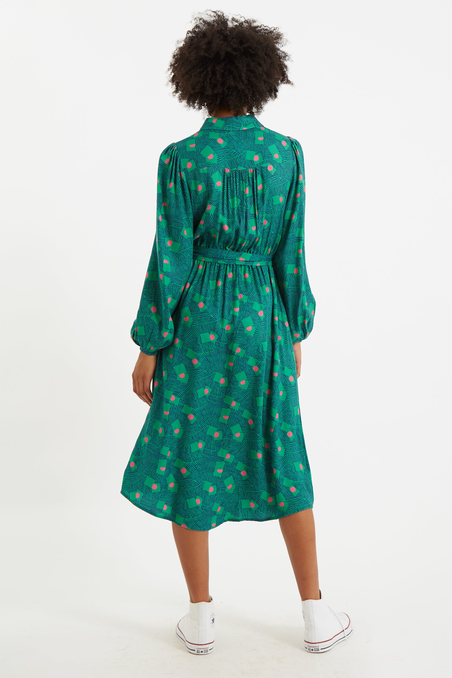 Bron Bauhaus Abstract Print Midi Shirt Dress - Back