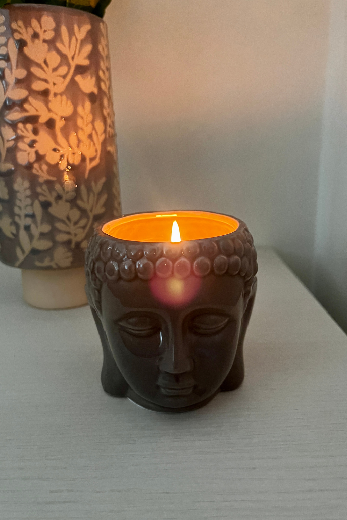 Buddha Candle Grey