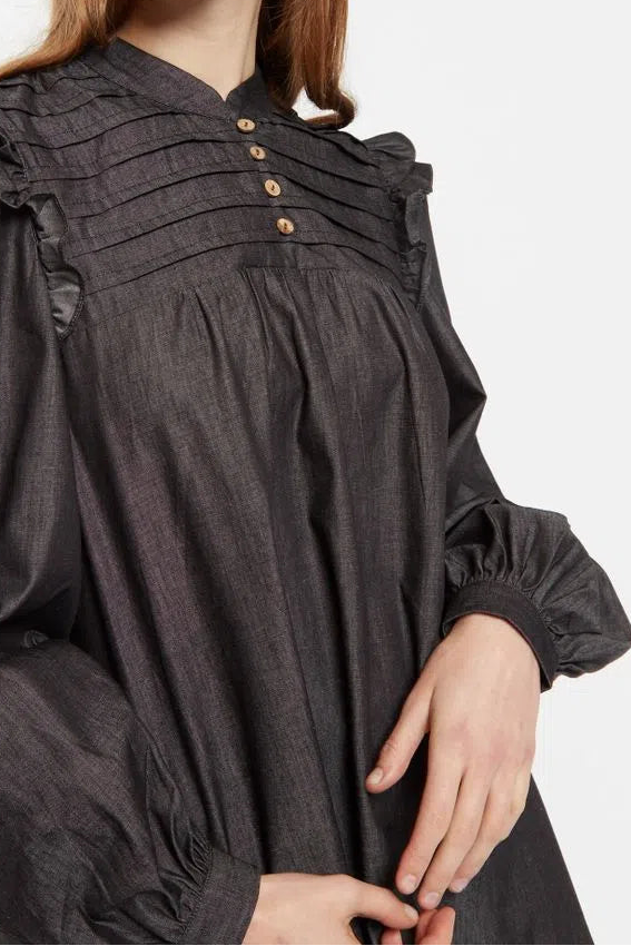 Louche Carlyn Chambray Long Sleeved Mini Dress - Detail 1
