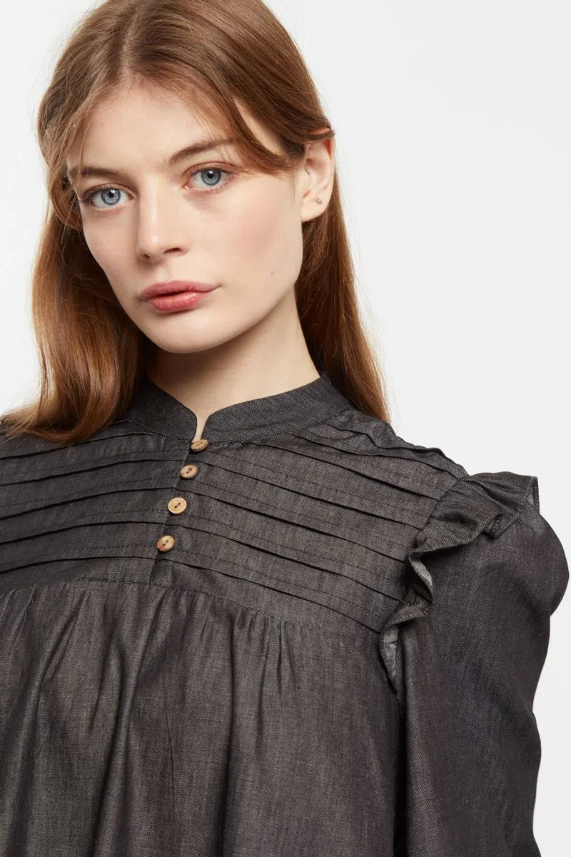 Louche Carlyn Chambray Long Sleeved Mini Dress