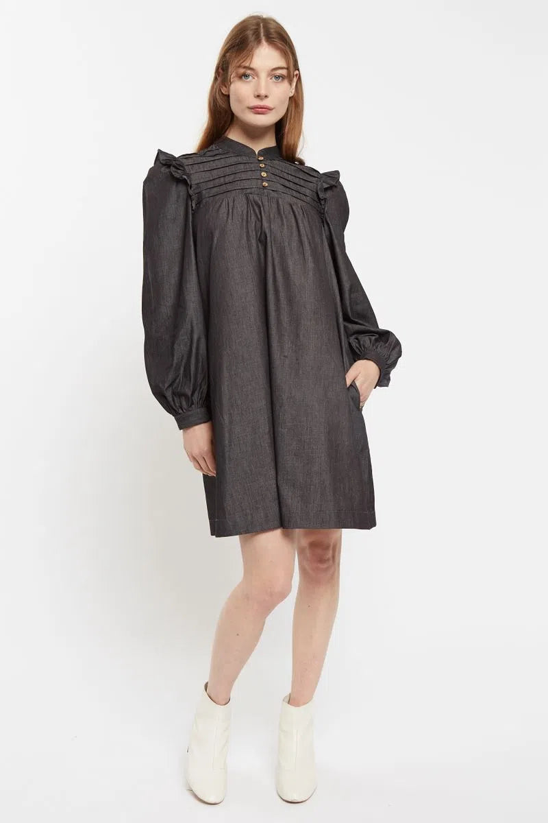 Louche Carlyn Chambray Long Sleeved Mini Dress