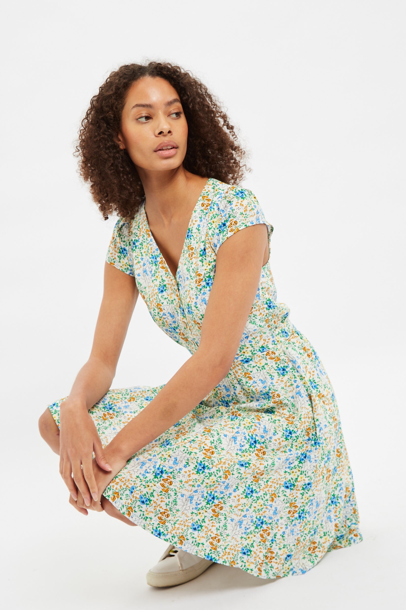 Louche Cathleen Flower Show Printed Mini Tea Dress