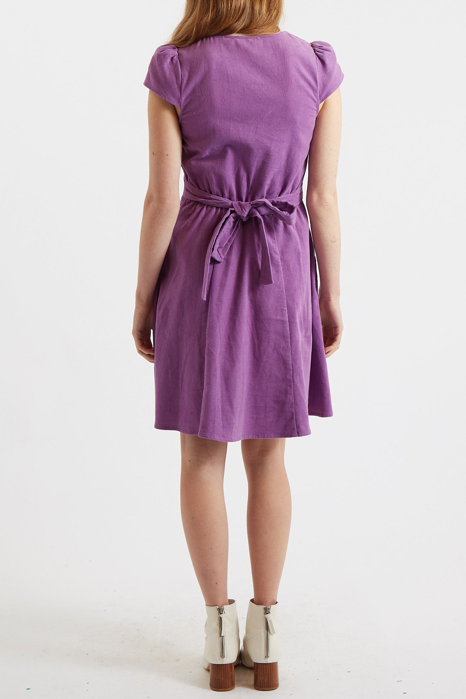 Cathleen Lilac Mini Baby Cord Tea Dress