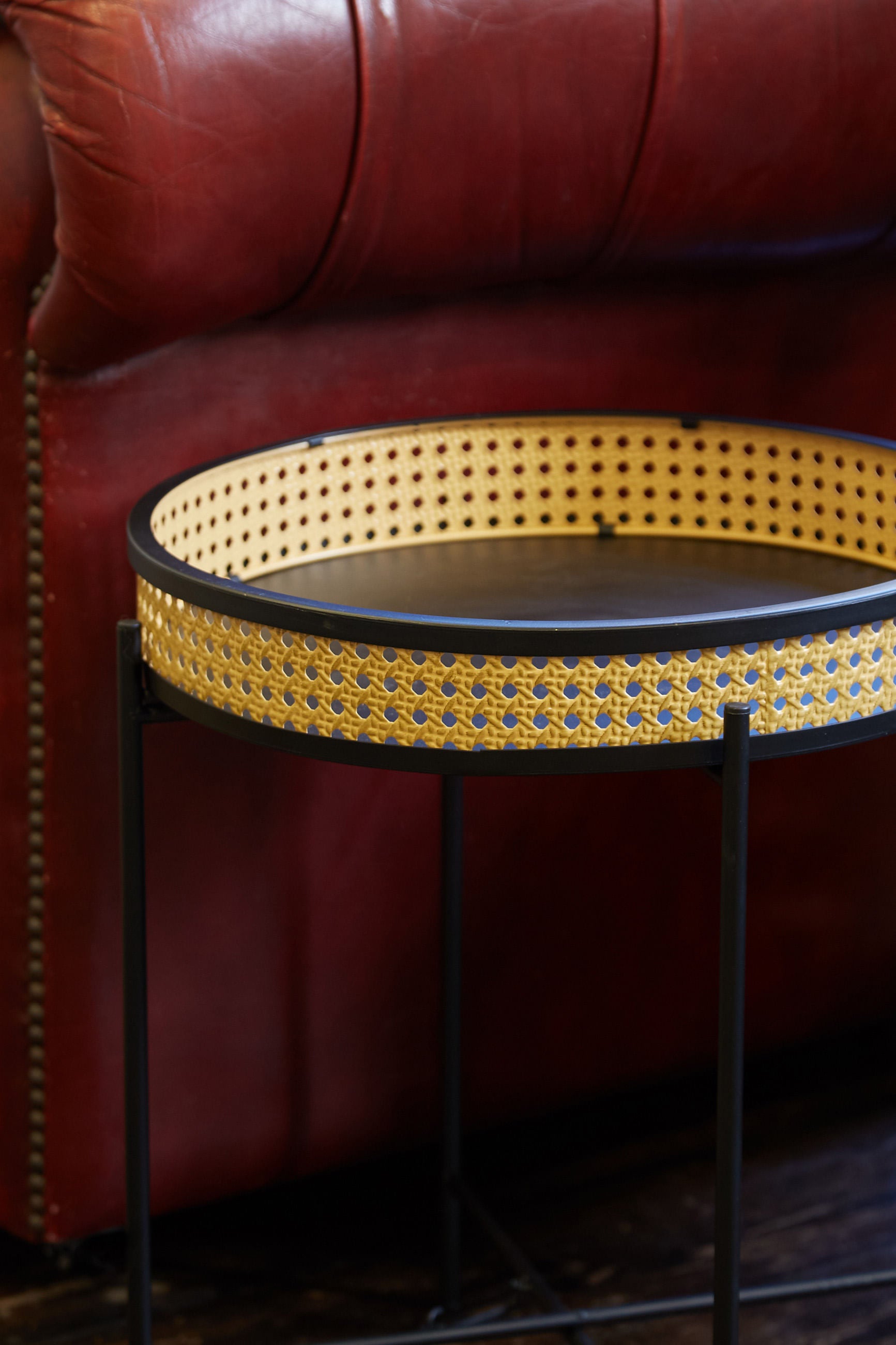 Circular Woven Cane Effect Table - Back