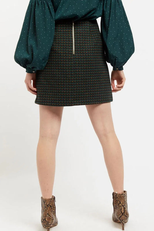 Aubin Cottage Check A Line Mini Skirt Green