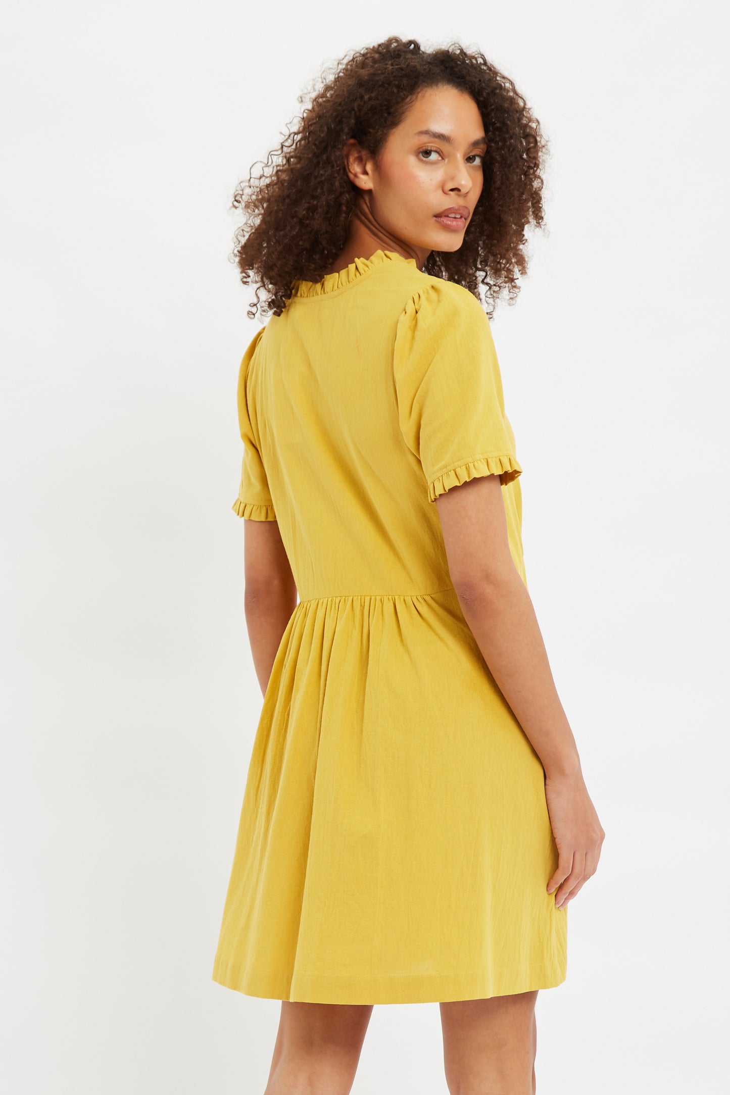 Cosima Yellow V- Neck Mini Dress