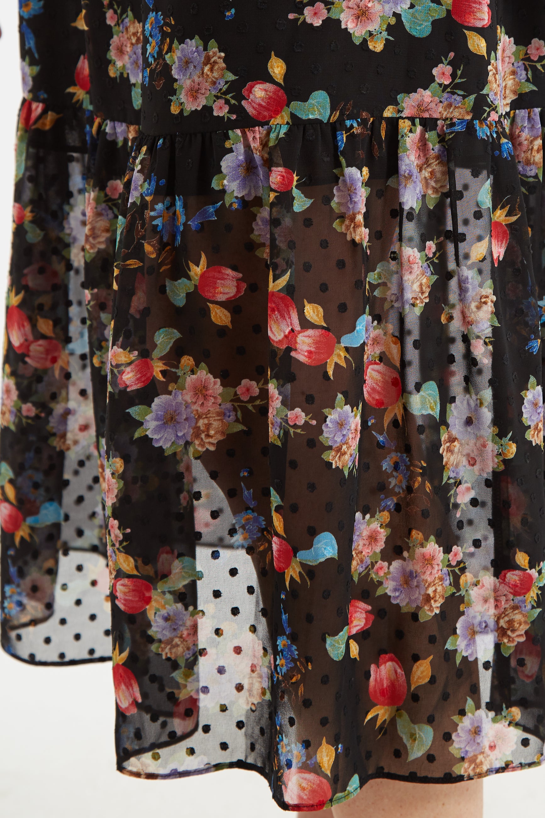 Dasha Carpathian Florals Print Tiered Midi Skirt - Detail 2