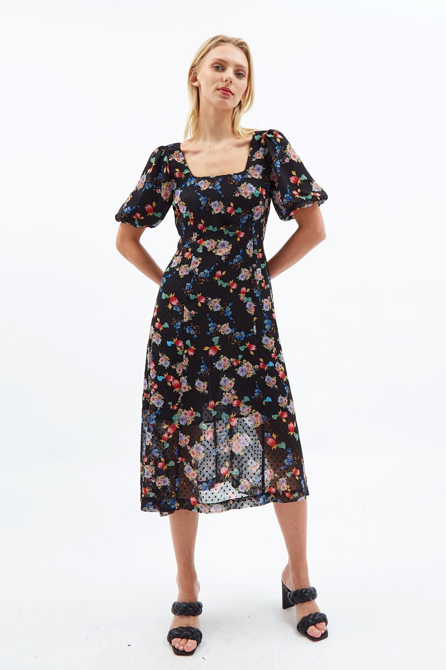 Nadine Carpathian Florals Print Midi Dress