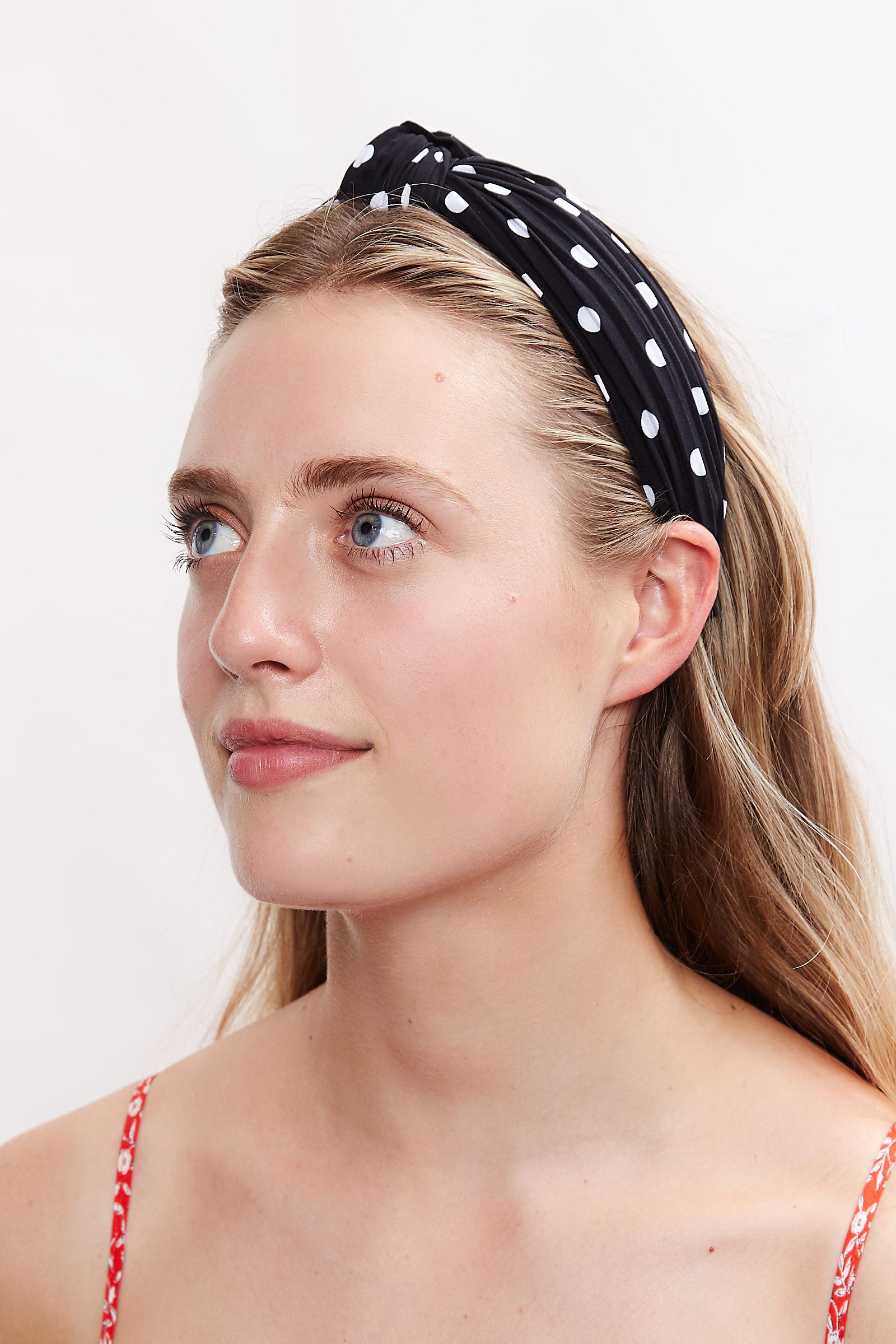 Louche Dotty Printed Headband - Black / White - Styled