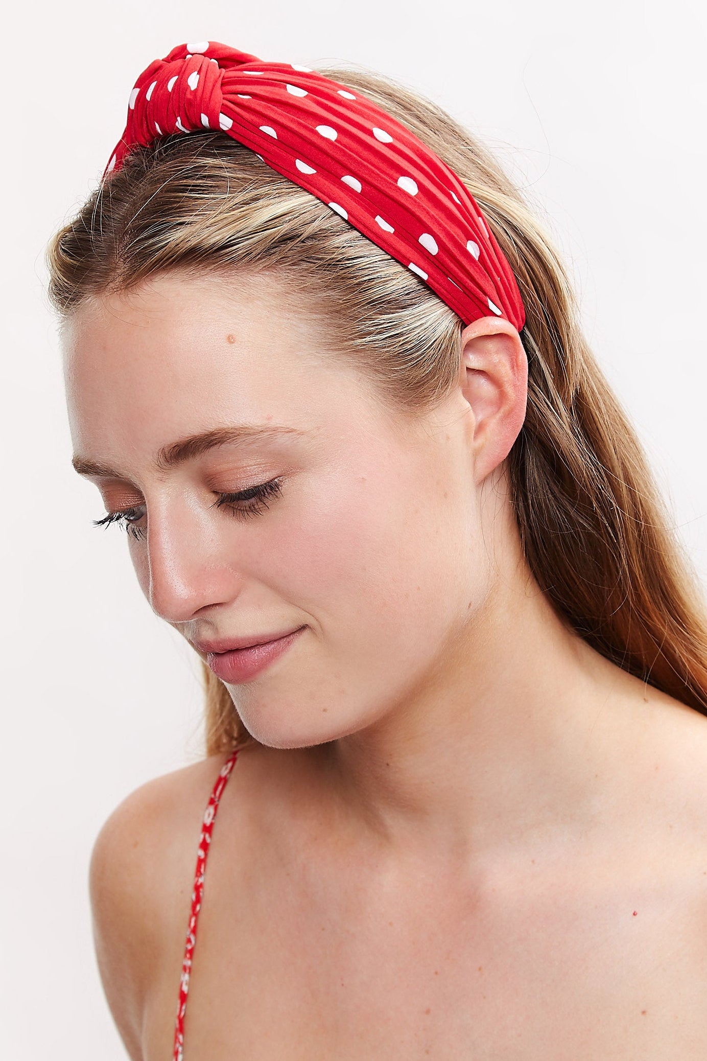 Louche Dotty Printed Headband - Red / White - Back
