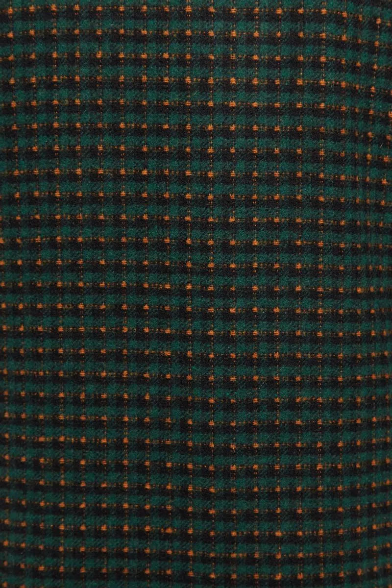 Louche Dryden Cottage Check Faux Fur Collar A Line Coat Green