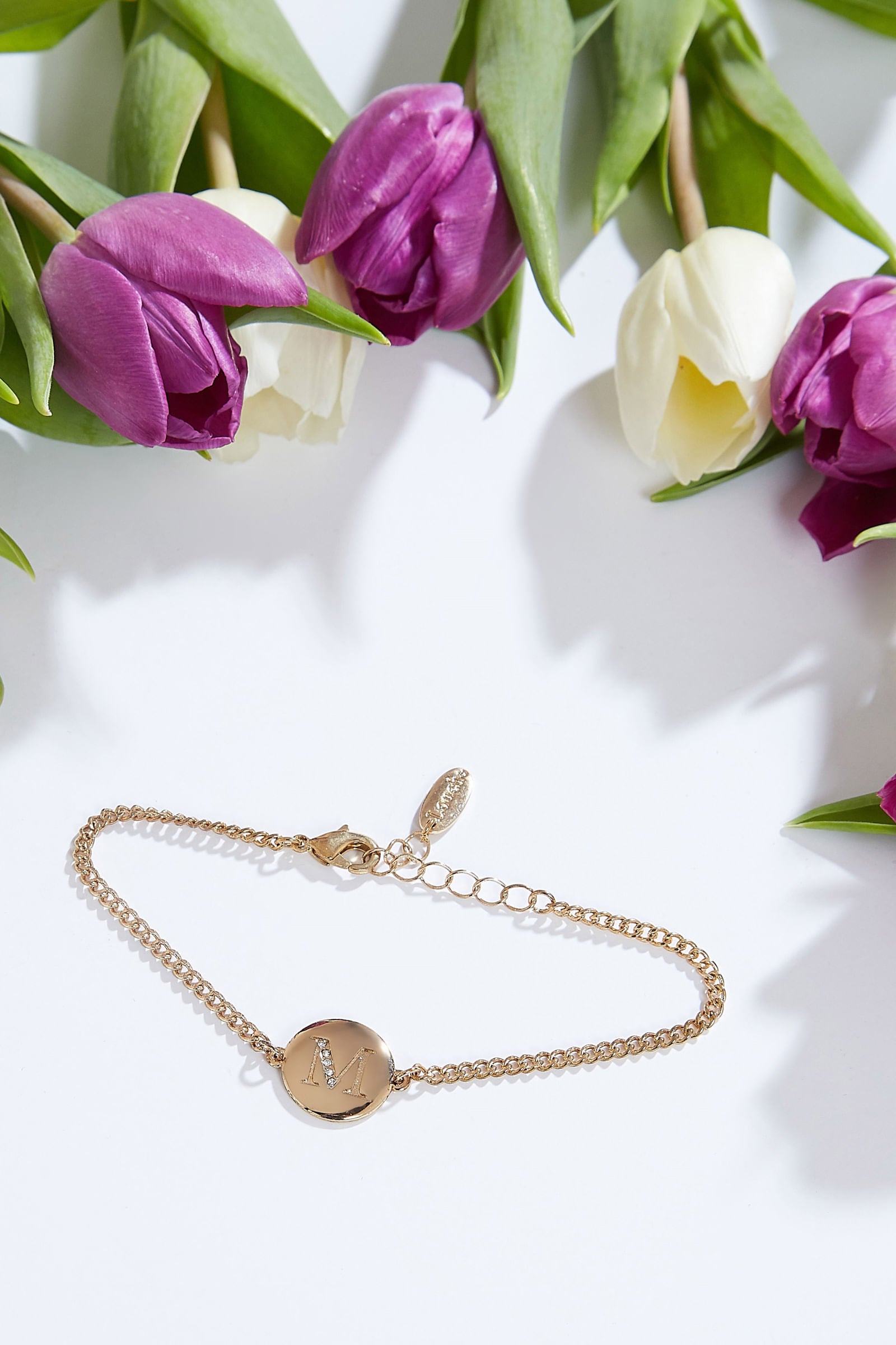 Louche Emily Personal Letter Disc Bracelet Gold - Styled