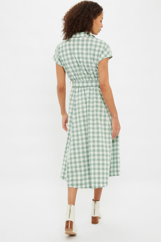 Louche Fleur Picnic Check Midi Sleeveless Shirt Dress