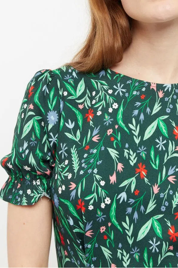 Louche Flo Folk Floral Print Puff Sleeve Midi Dress - Detail 1