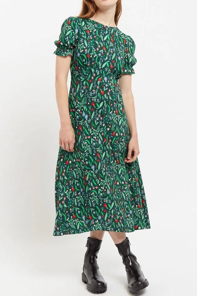 Louche Flo Folk Floral Print Puff Sleeve Midi Dress - Detail 2
