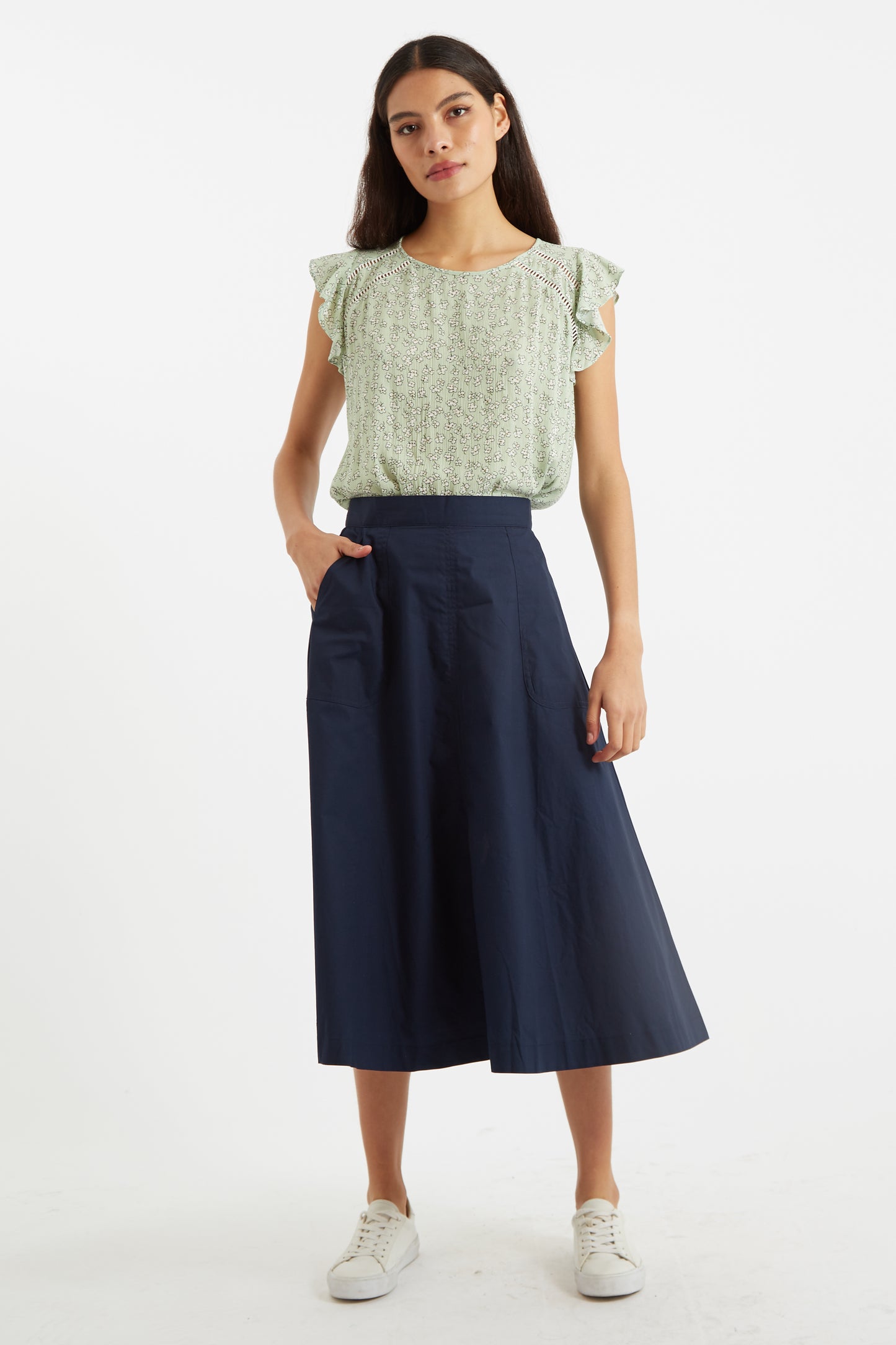 Francoise Poplin Midi Skirt