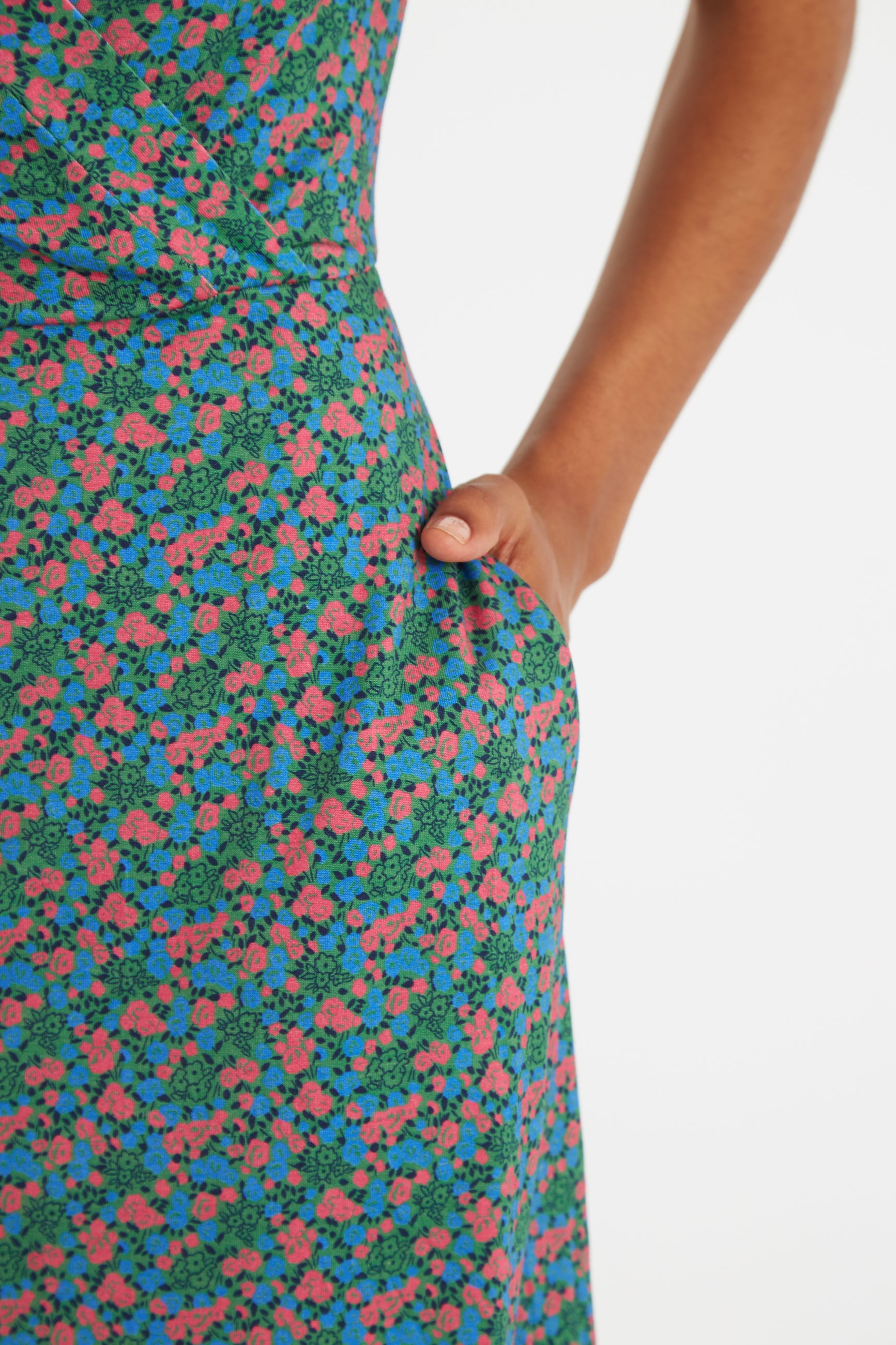 Frankie Wrap Mini Jersey Dress in Spring Bloom - Detail 2