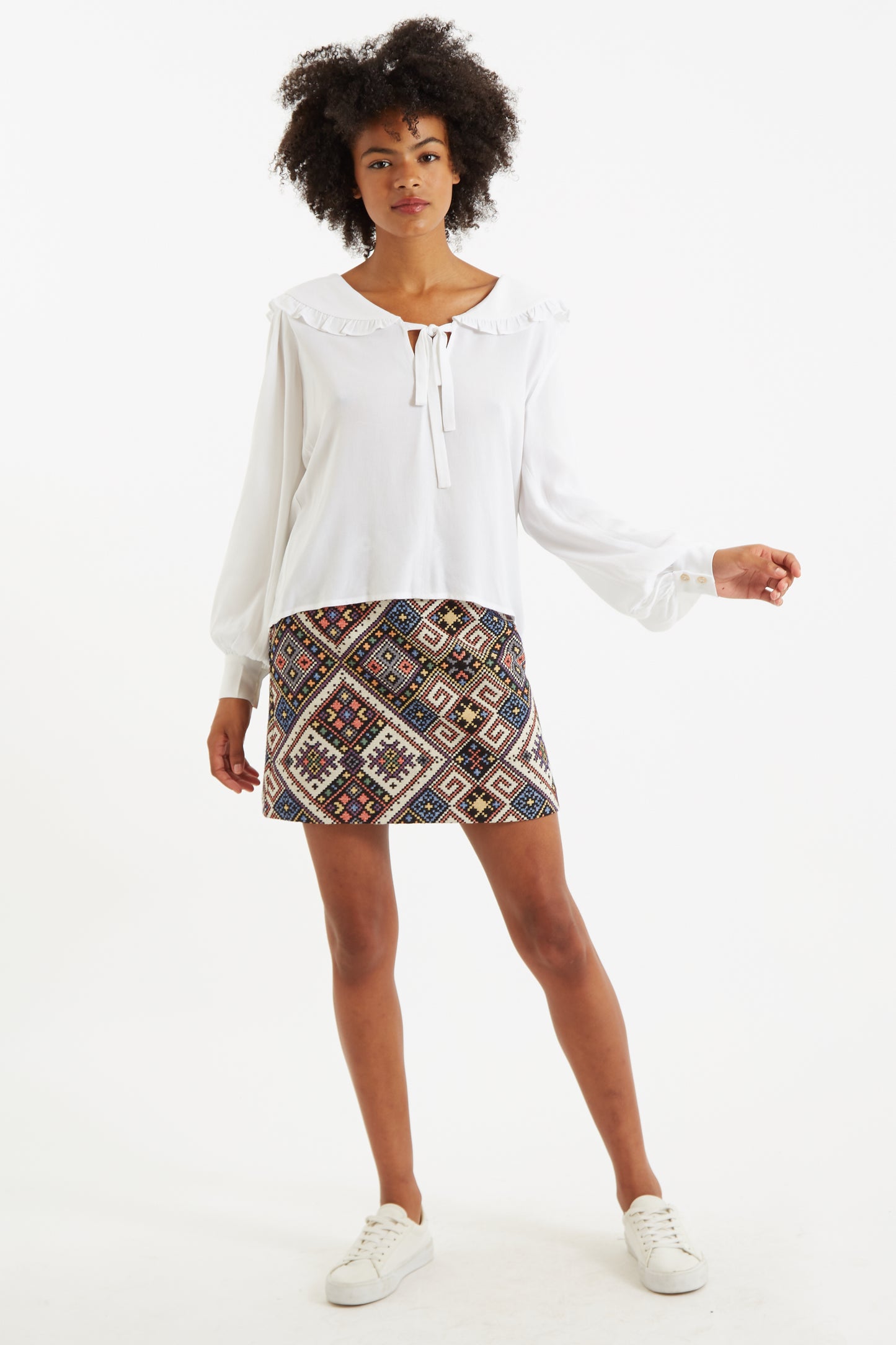 Louche Gaela Moss Crepe Statement Collar Long Sleeve Blouse