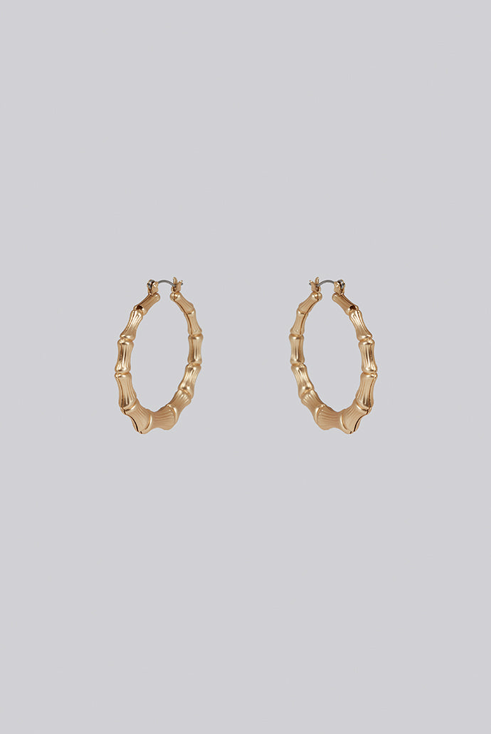 Louche Gedor Matt Gold Bamboo Hoop Earrings - Gold