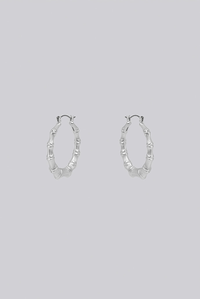 Louche Gedor Matt Silver Bamboo Hoop Earrings