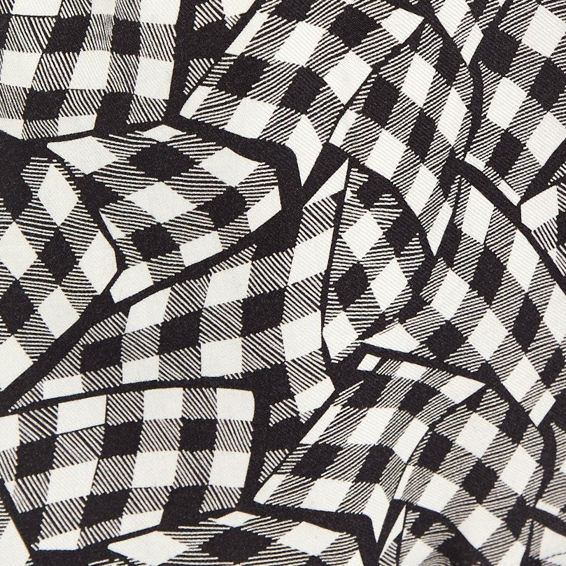 Louche Carole Gingham Twist Print Asymmetric Midi Skirt - Fabric & Print Detail
