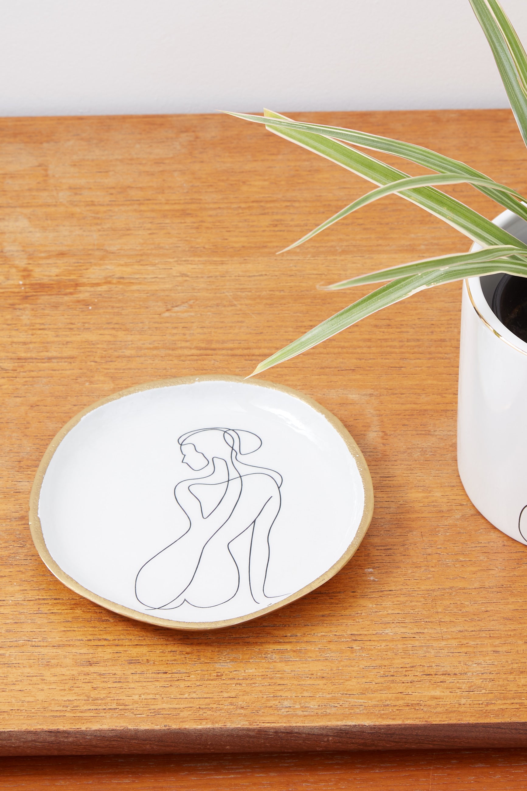 Sitting Woman Decorated Trinket Tray