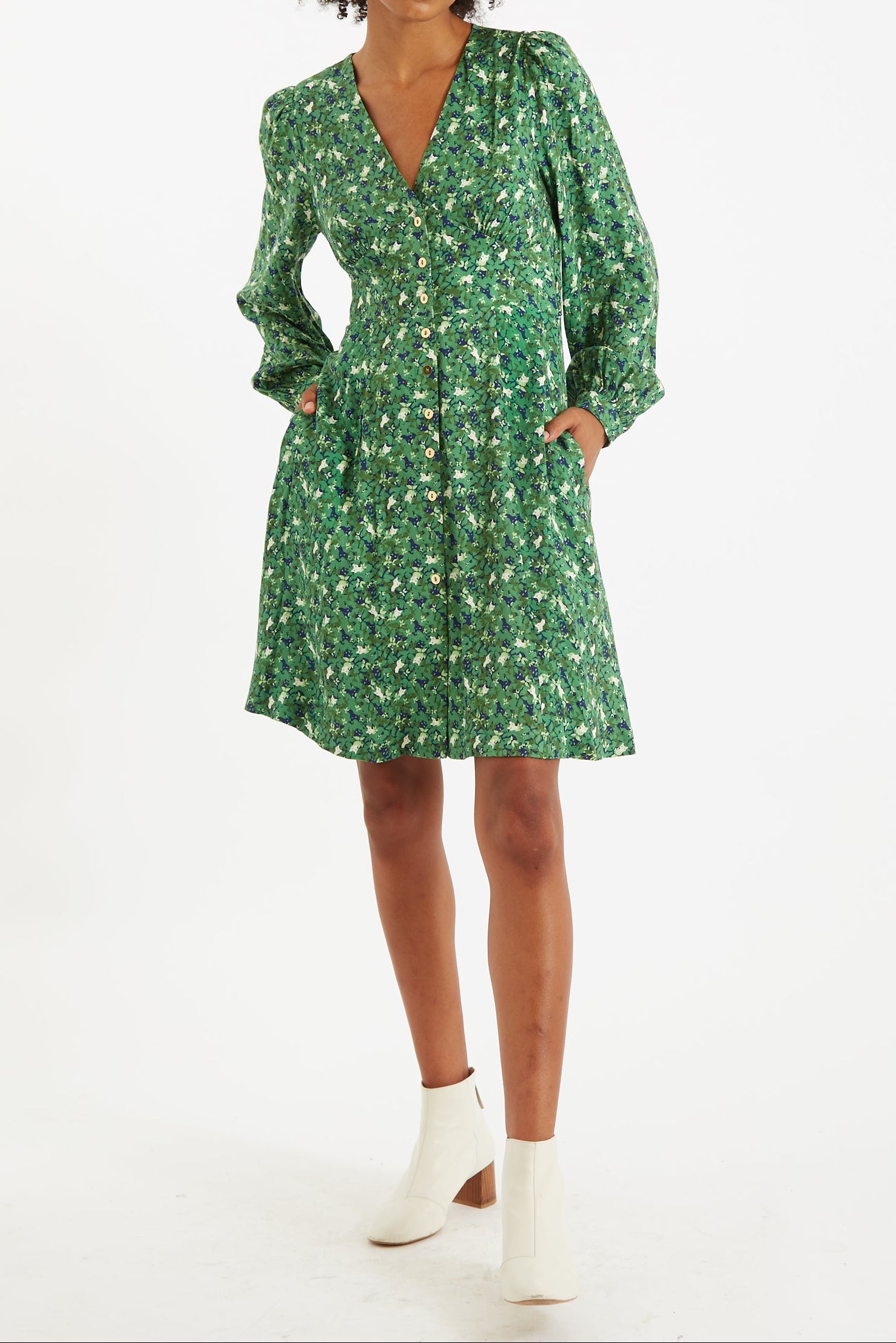 Louche Hedi Cat Camo Long Sleeved Mini Dress - Detail 3