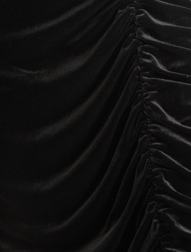 Louche Helka Velvet Ruched Mini Skirt Black - Styled