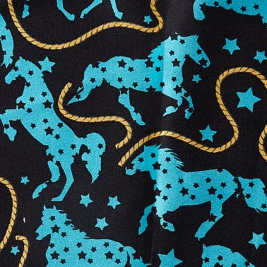 Louche Horse Scarf - Navy - Fabric & Print Detail