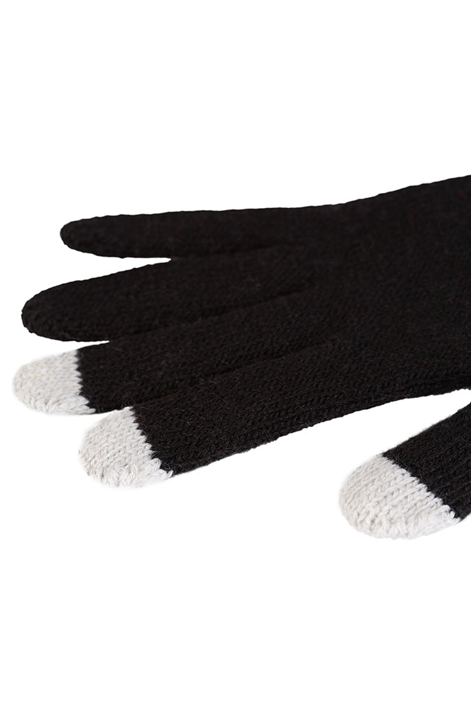 Louche Knitted Glove With Phone Fingers - Black