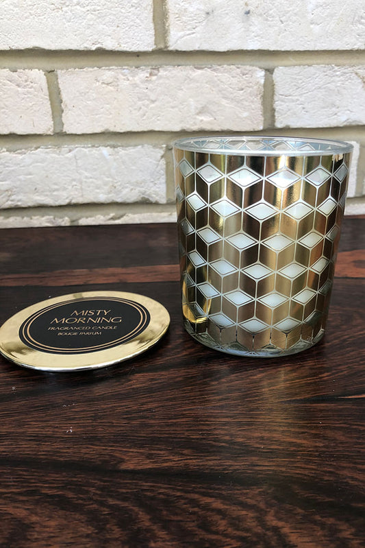 Large Gold Chevron Deco Candle