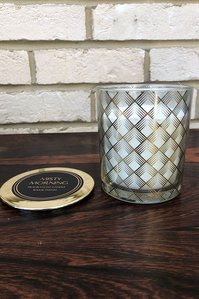 Large Amber and Jasmine Gold Geometric Deco Candle