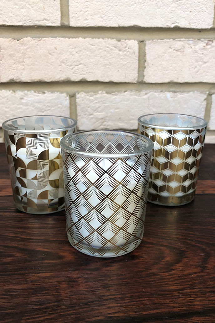 Gold Chevron Deco Candle - Detail 1