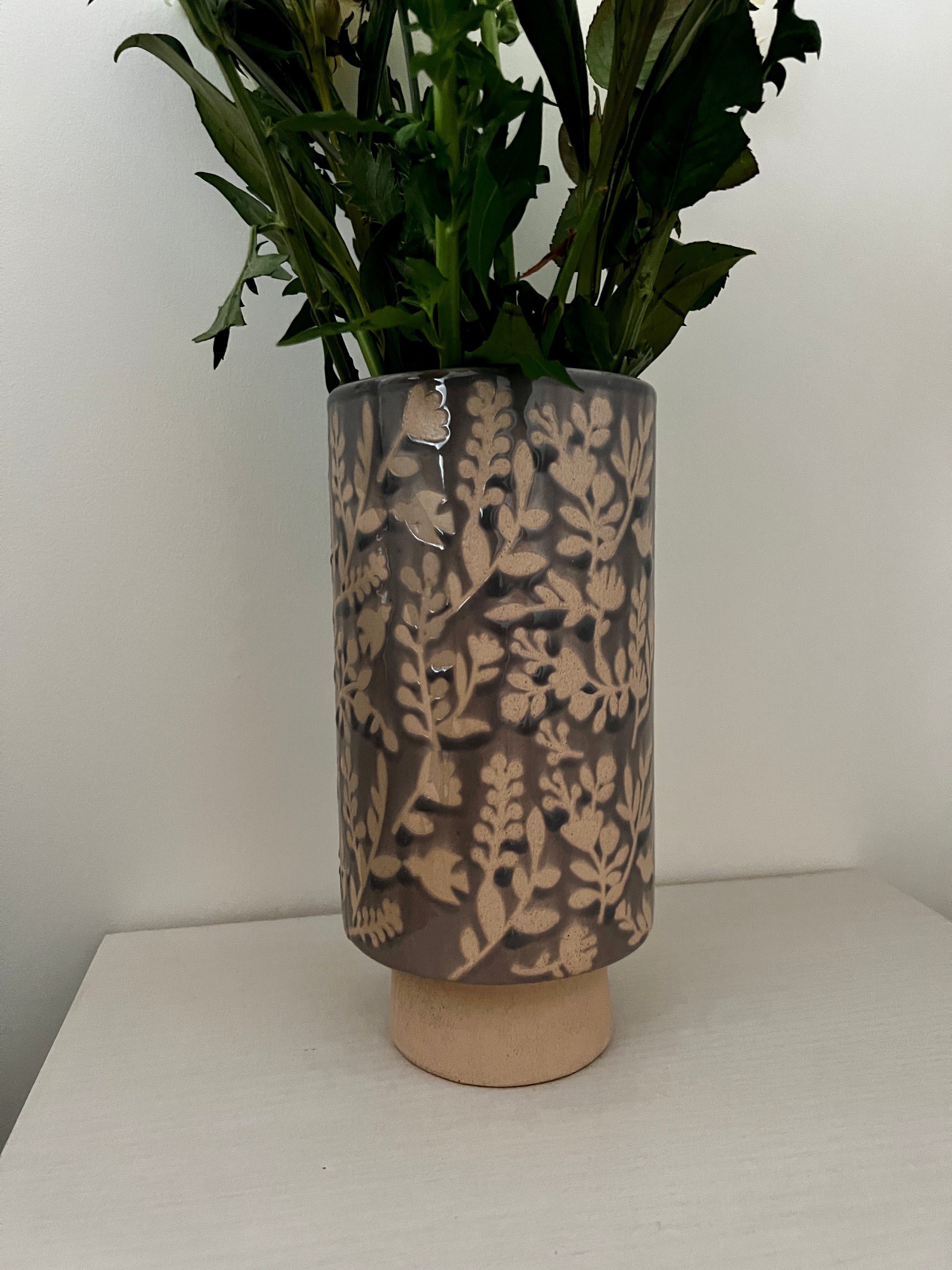Large Flower Embossed Vase