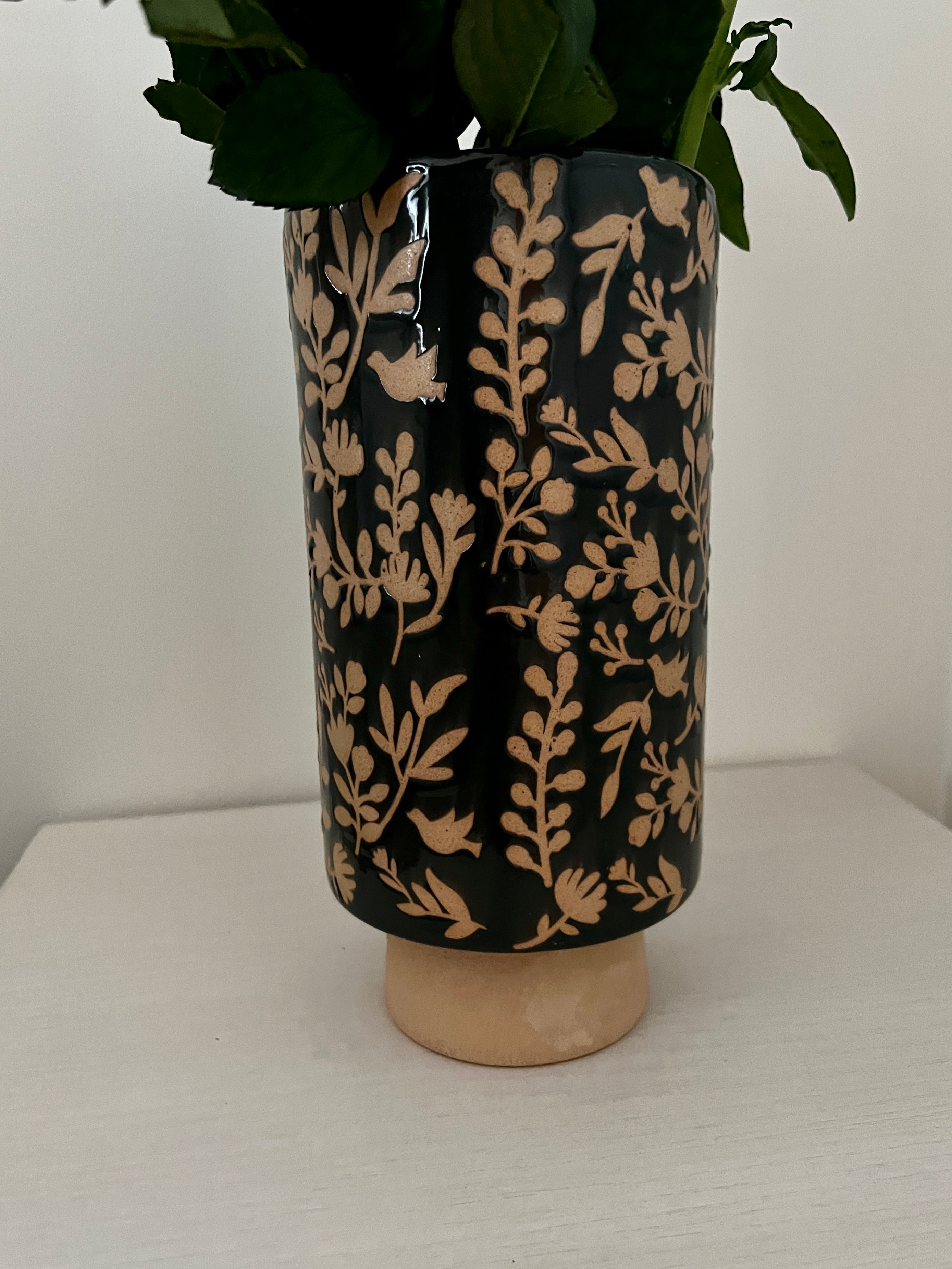 Large Flower Embossed Vase