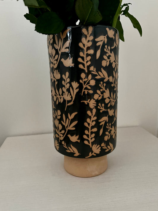 Large Flower Embossed Vase