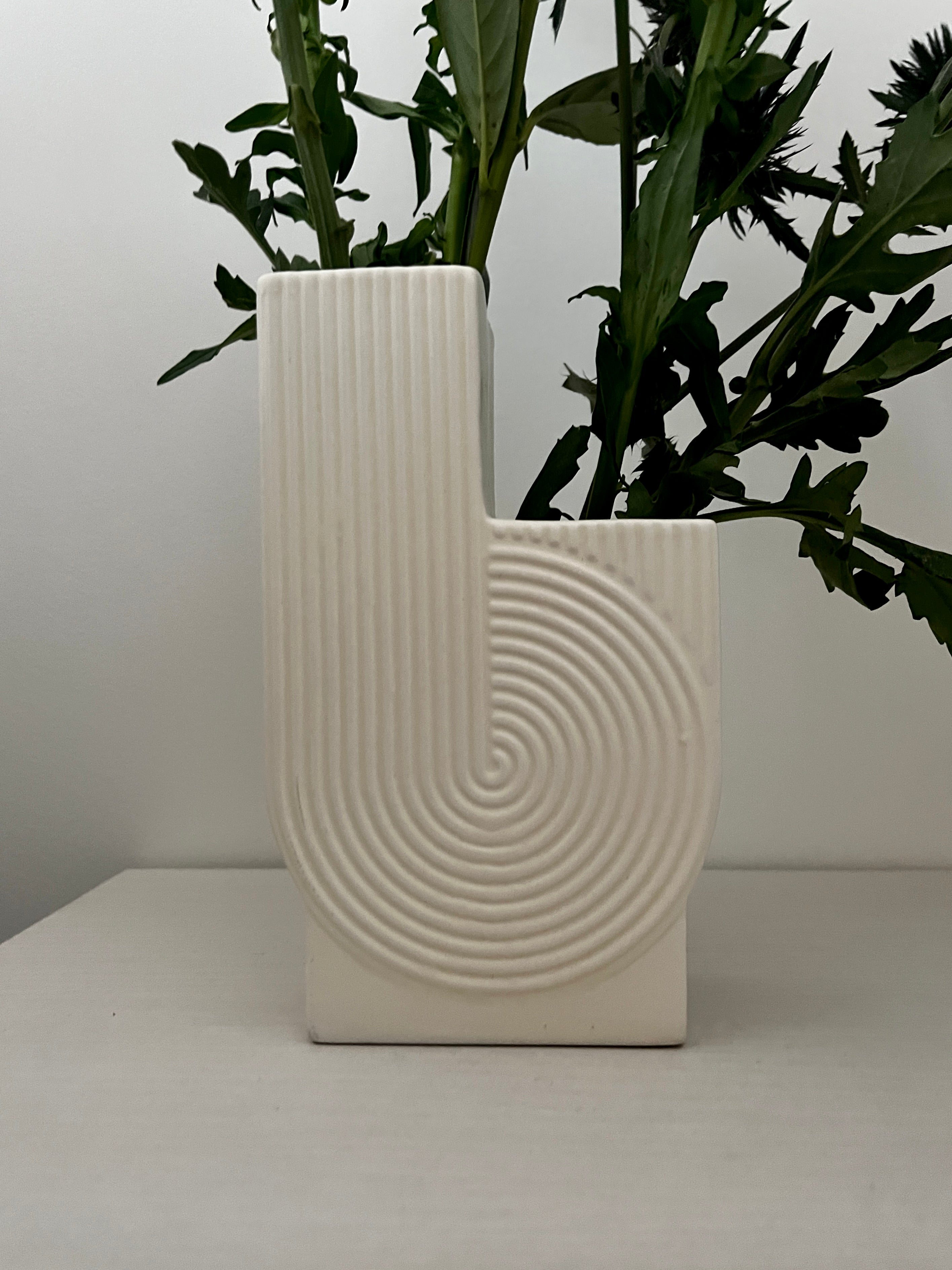 Designer Ribbed Vase - Styled