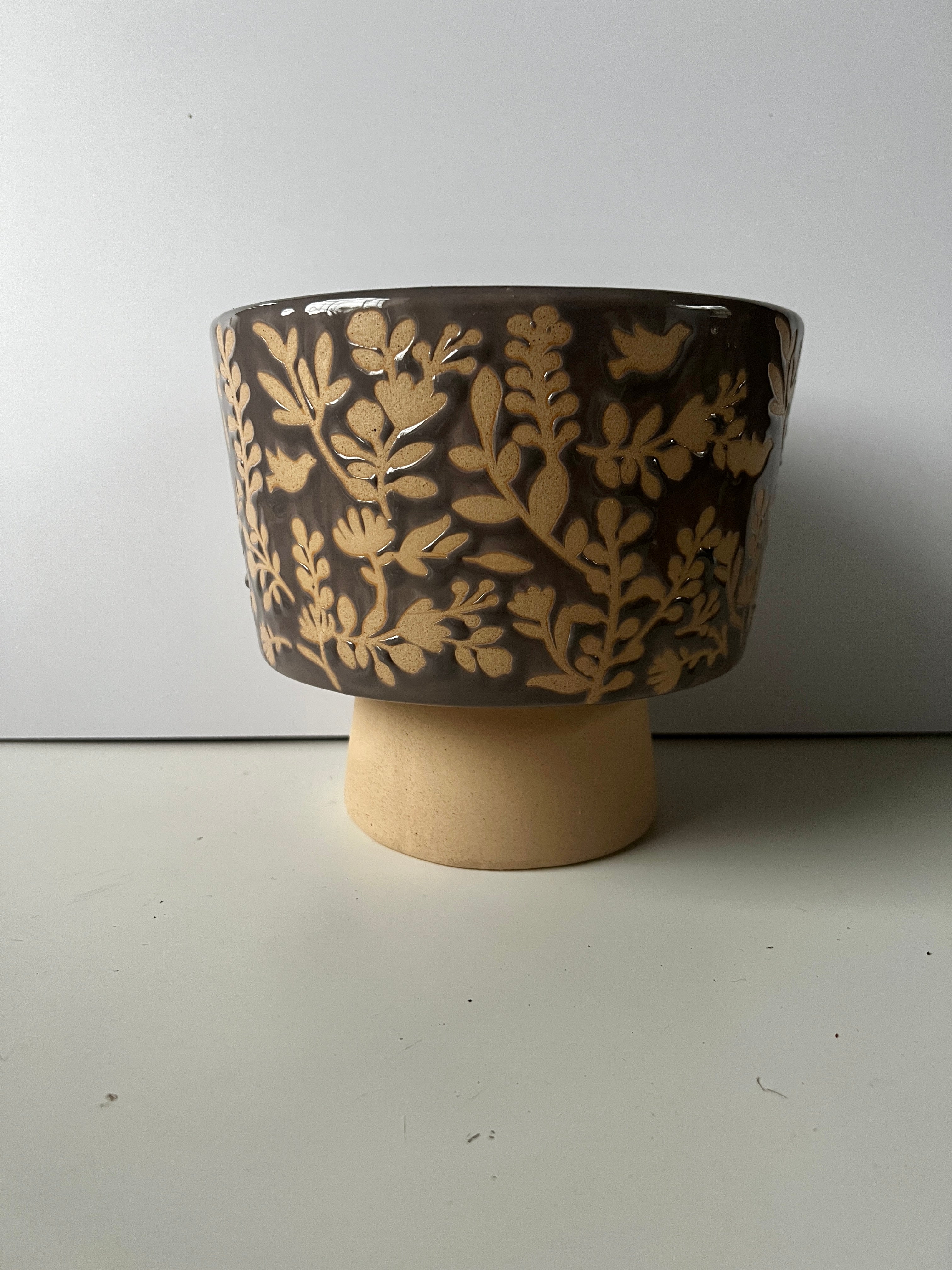 Large Flower Embossed Planter - Back