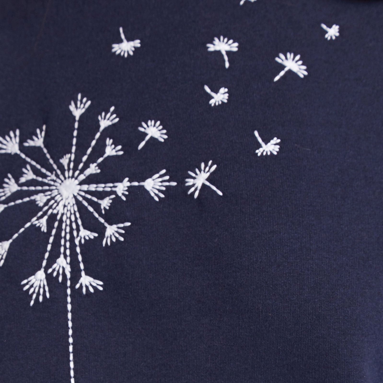 Louche Jan Dandelion Embroidered Sweatshirt - Navy - Fabric & Print Detail