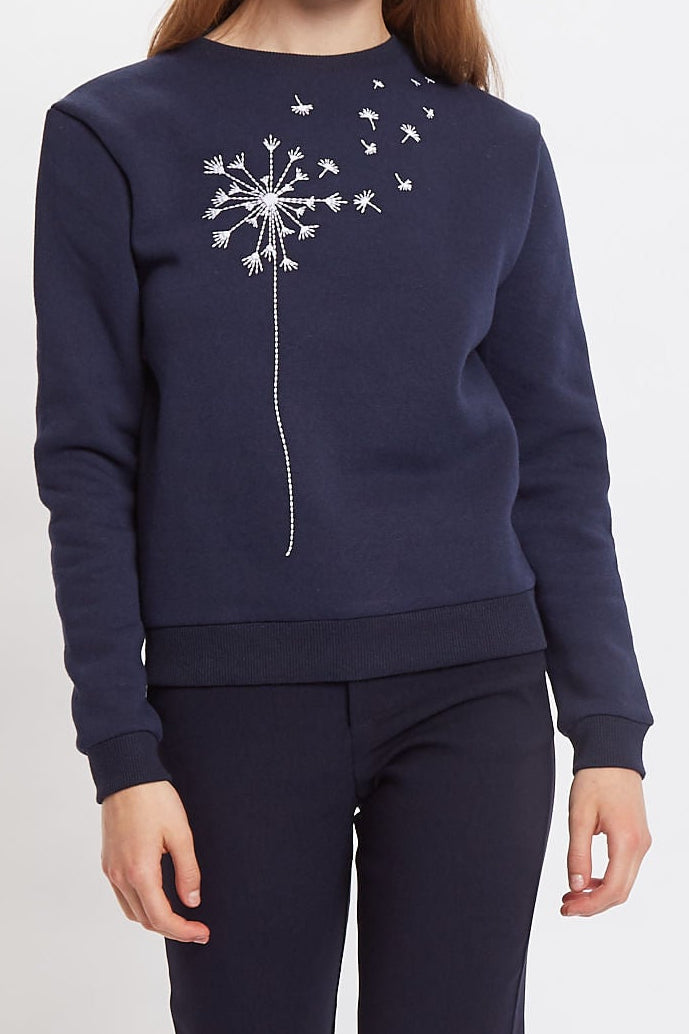 Louche Jan Dandelion Embroidered Sweatshirt - Navy - Detail 2