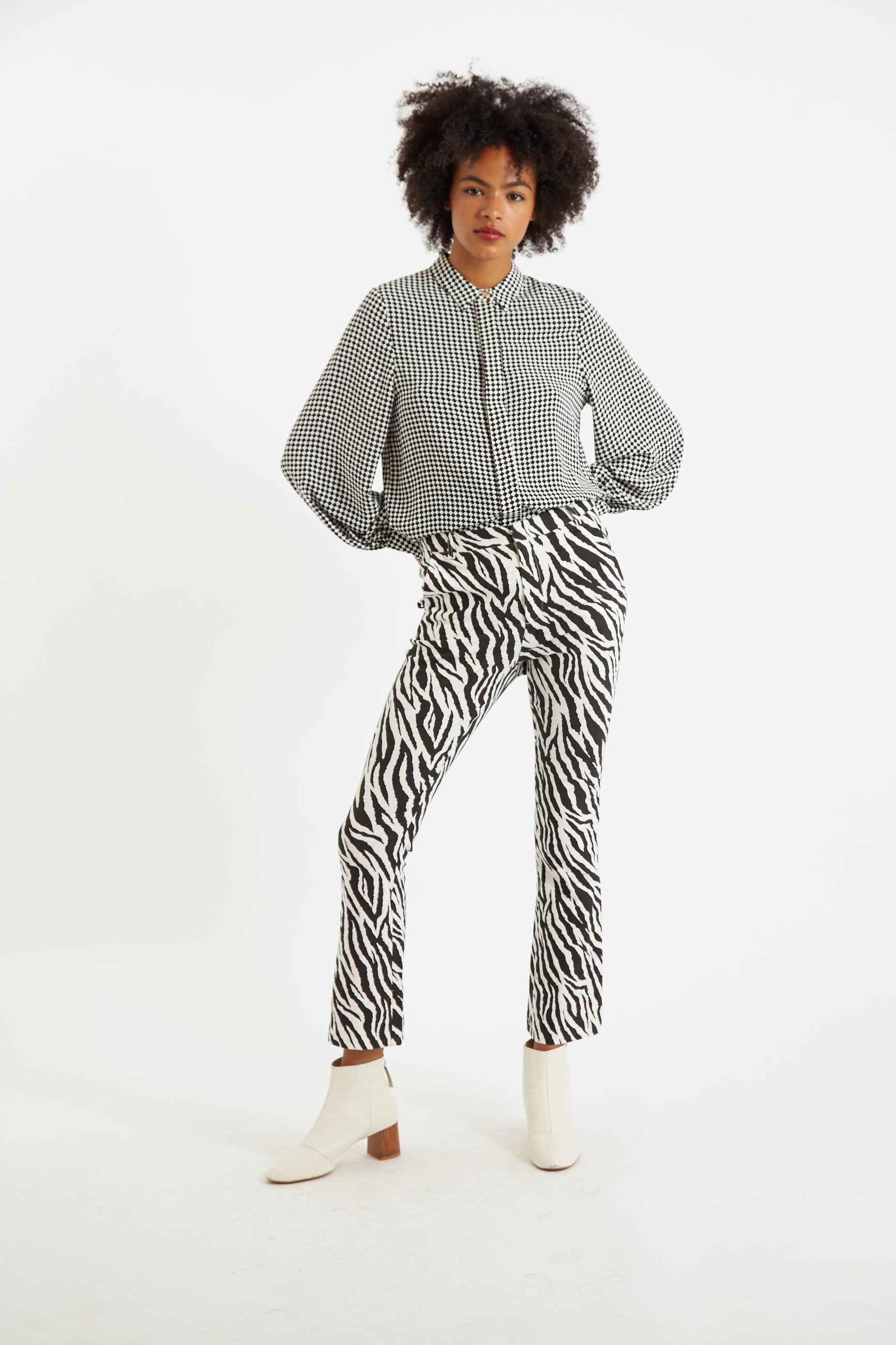 Louche Janelyn Zebra Flared Slim Fit Trouser - Detail 2