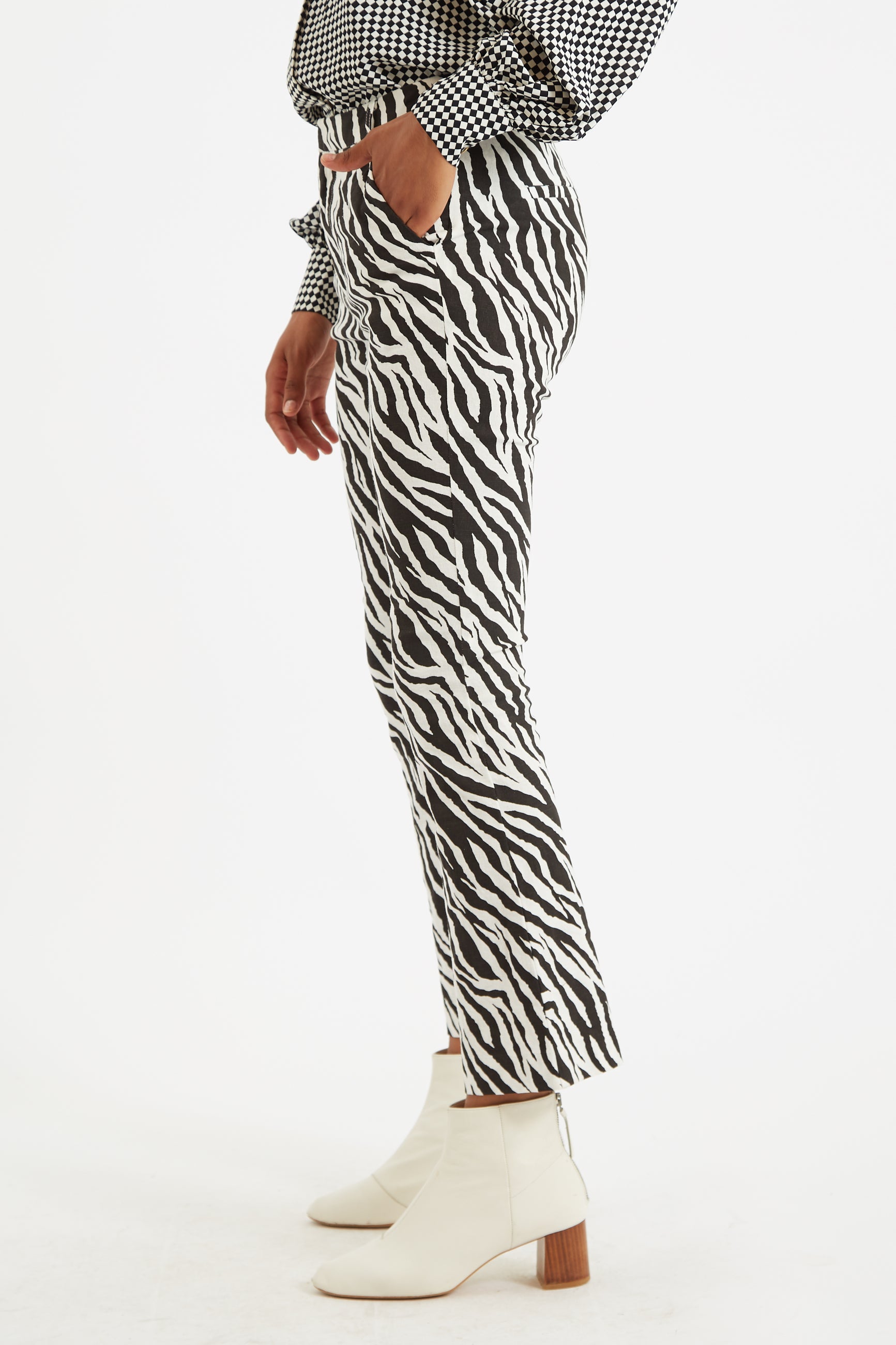 Louche Janelyn Zebra Flared Slim Fit Trouser - Detail 1