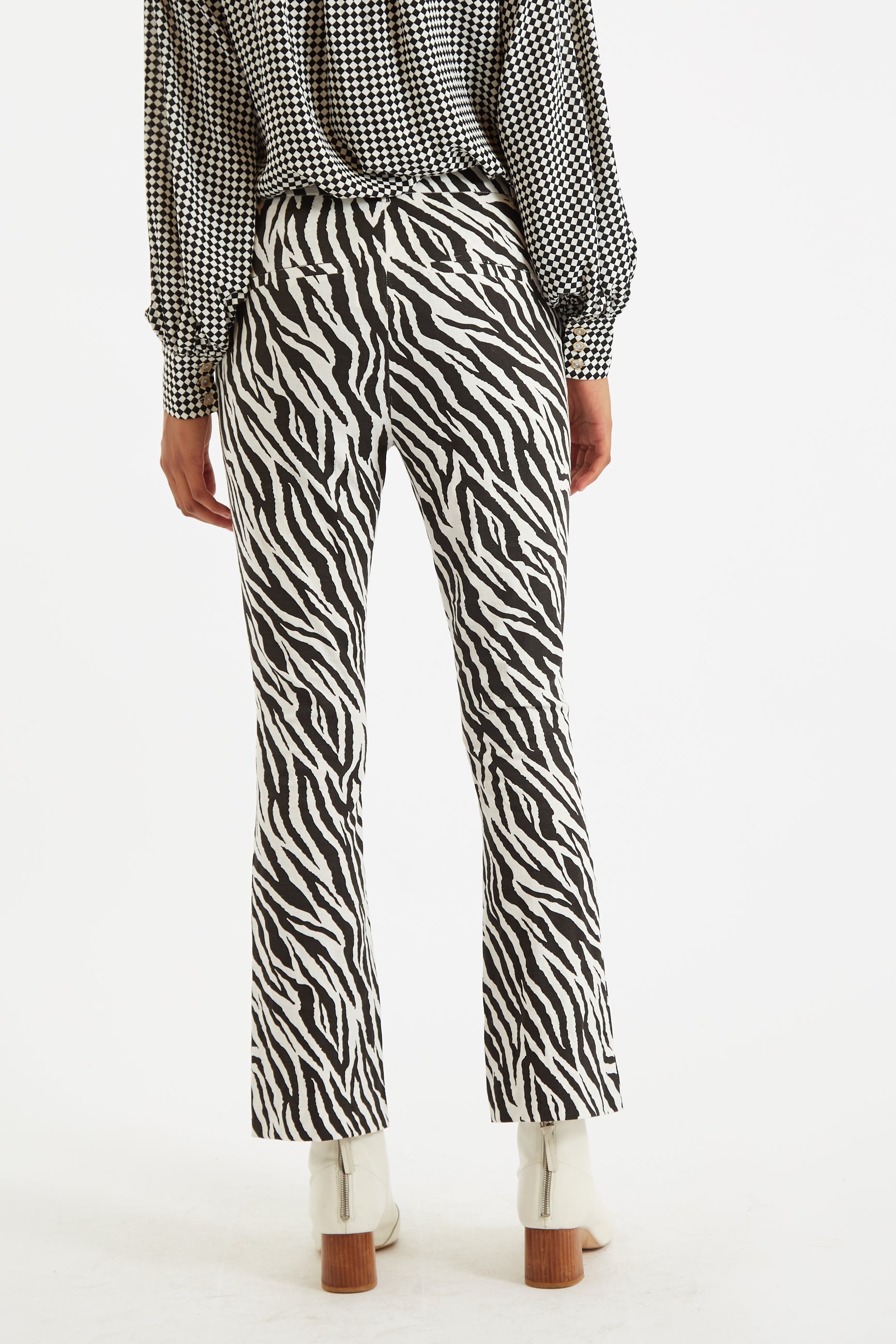Louche Janelyn Zebra Flared Slim Fit Trouser