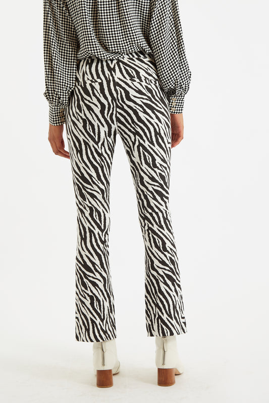Louche Janelyn Zebra Flared Slim Fit Trouser