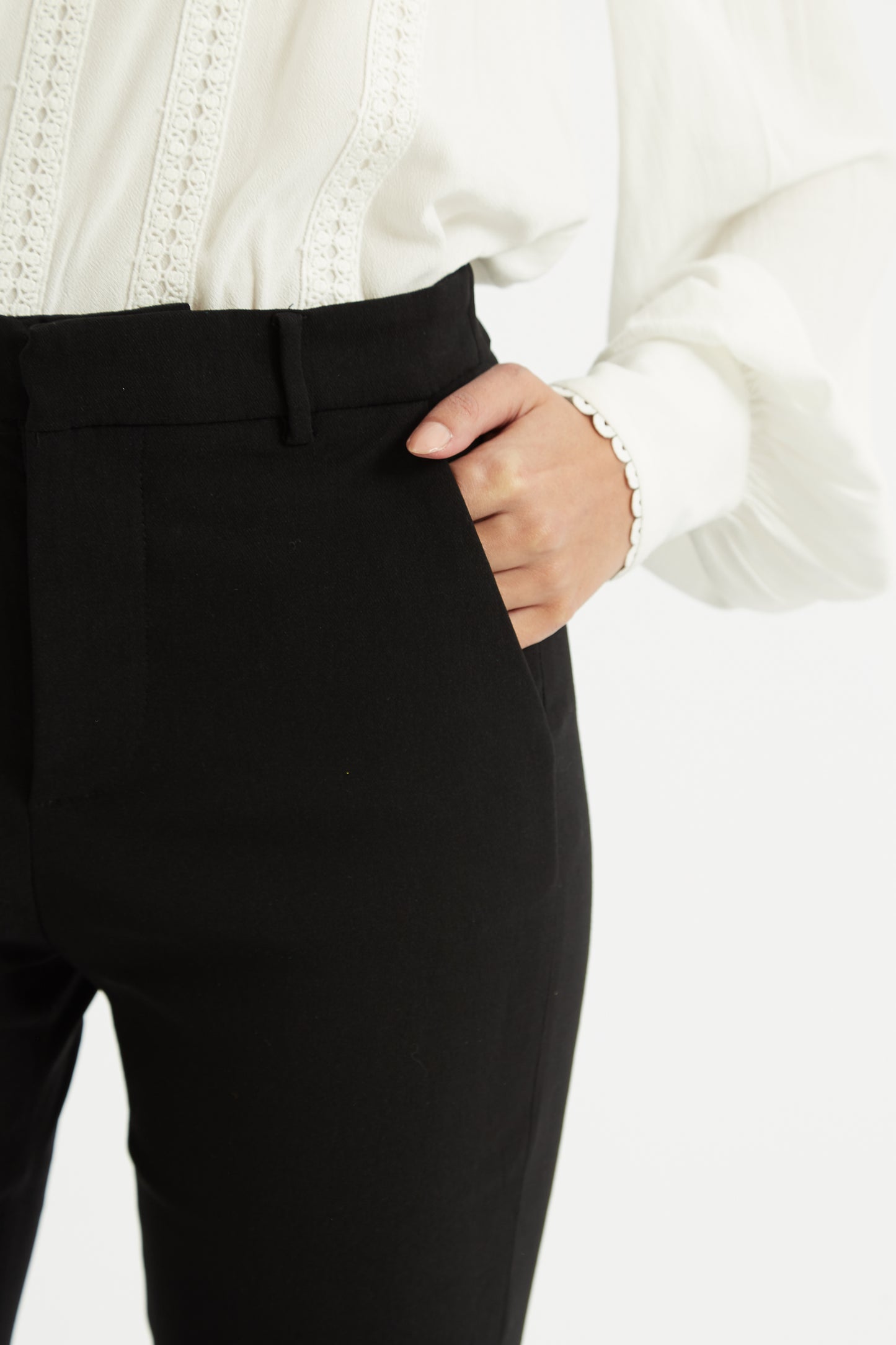 Louche Jaylo Slim Fit Cropped Trouser - Black