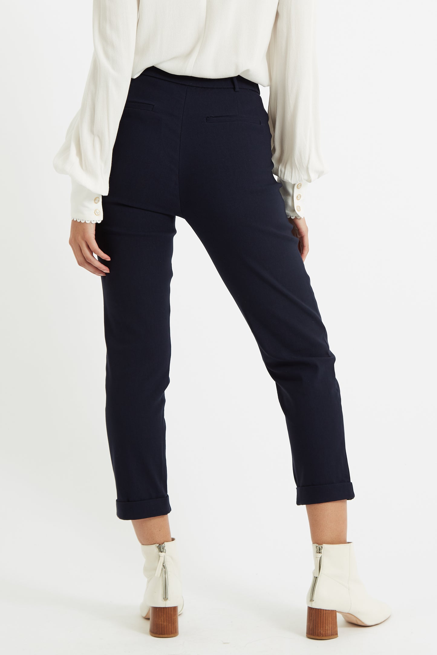 Louche Jaylo Slim Fit Cropped Trouser - Navy